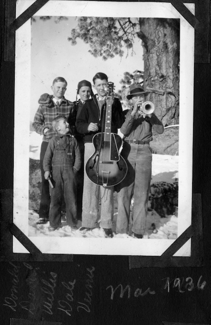 Adkins kids with instruments, 1936